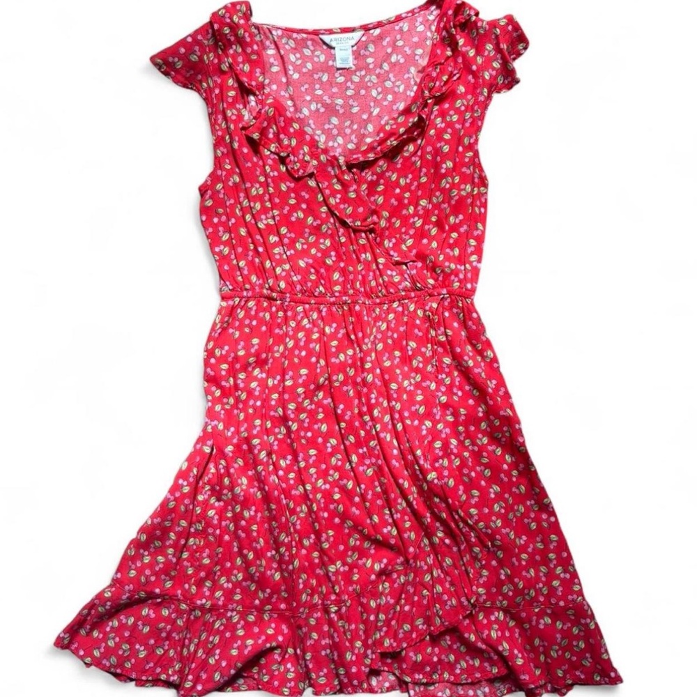 Cherry Print Red Ruffle Dress